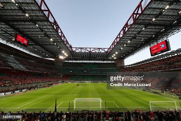 General view inside the stadium prior to the Serie A match between AC Milan and SSC Napoli at Stadio Giuseppe Meazza on September 18, 2022 in Milan,...