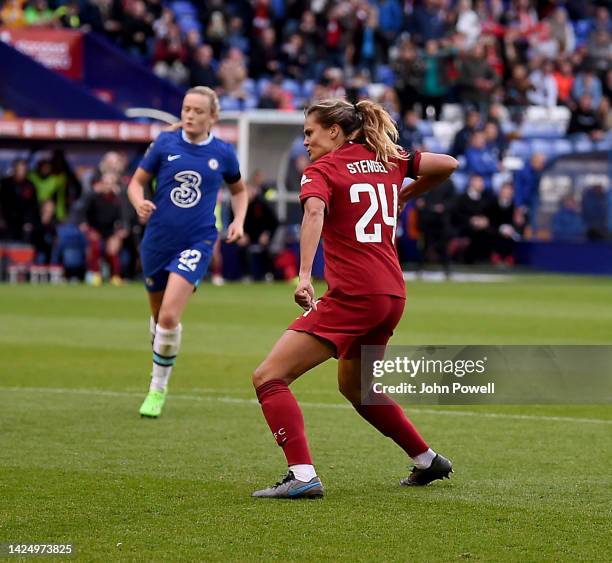 Katie Stengel of Liverpool Women celebrating after scoring the second goal from the penalty spot making the score 2-1 during the FA Women's Super...