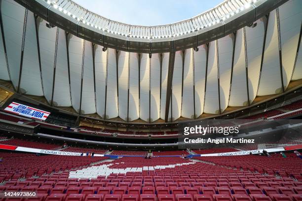 General view inside the stadium prior to the LaLiga Santander match between Atletico de Madrid and Real Madrid CF at Civitas Metropolitano Stadium on...