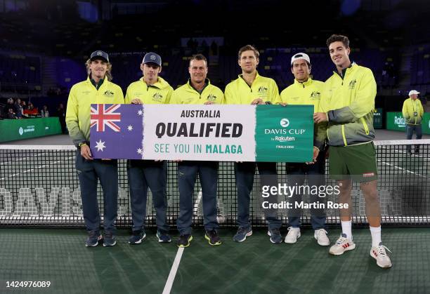 Lleyton Hewitt, team captain of Australia and team pose for a photo after the Davis Cup Group Stage 2022 Hamburg match between Germany and Australia...