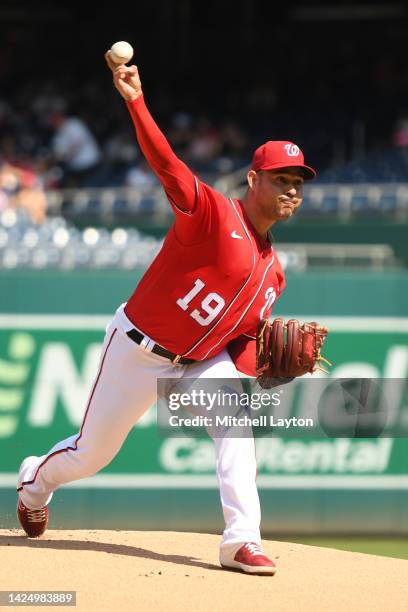 Anibal Sanchez of the Washington Nationals pitches in the first inning against the Miami Marlins at Nationals Parks on September 18, 2022 in...