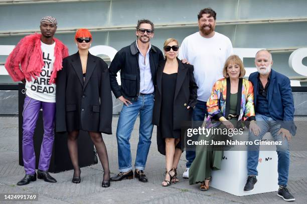 Wekafoe, Dora Postigo, Paco Leon, Carmen Machi, Hovik Keuchkerian, Carmen Maura and Luis Bermejo attends “Rainbow” photocall during 70th San...