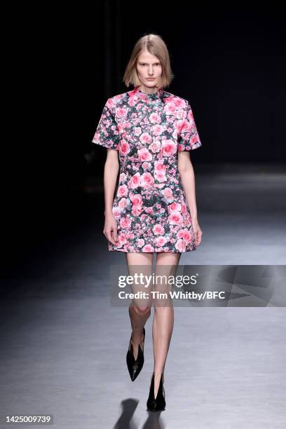 Model walks the runway at the Christopher Kane show during London Fashion Week September 2022 on September 18, 2022 in London, England.