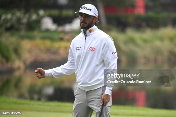Max Homa of the United States reacts after a birdie on the 11th hole during the final round of the Fortinet Championship at Silverado Resort and Spa...