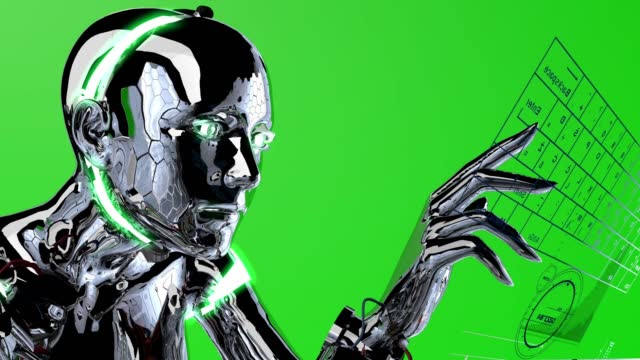 Interactive Metal Cyborg on Green Screen