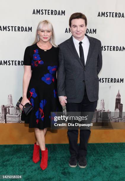 Kelly Tisdale and Mike Myers attend the 'Amsterdam' World Premiere at Alice Tully Hall on September 18, 2022 in New York City.