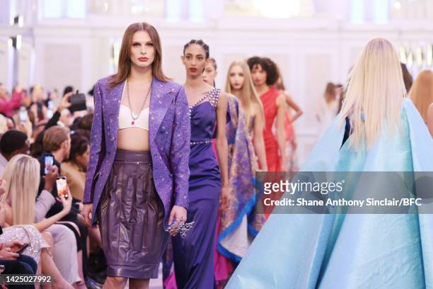 Models walk the runway during Finale for Malan Breton during This Is Icon Presents Malan Breton SS23 and menswear designer Nathan Palmer SS23 during...