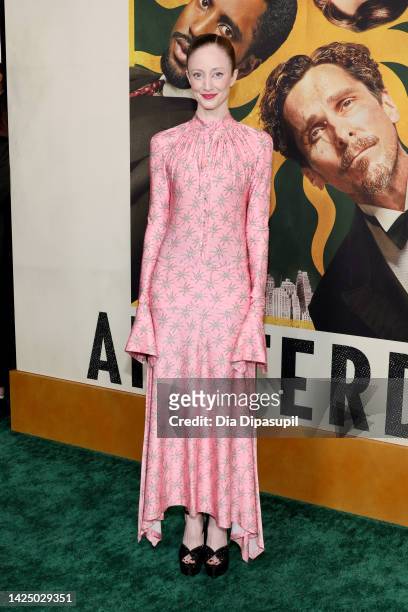 Andrea Riseborough attends the 'Amsterdam' World Premiere at Alice Tully Hall on September 18, 2022 in New York City.