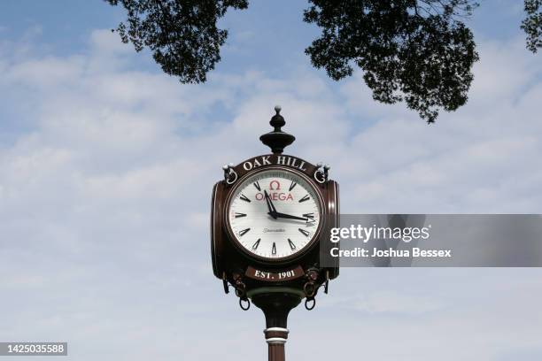The Oak Hill clock during the Drive, Chip & Putt regional qualifier at Oak Hill Country Club on September 18, 2022 in Rochester, New York.