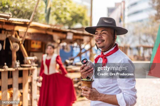 portrait of a gaucho at the farroupilha camp - gaucho stock pictures, royalty-free photos & images