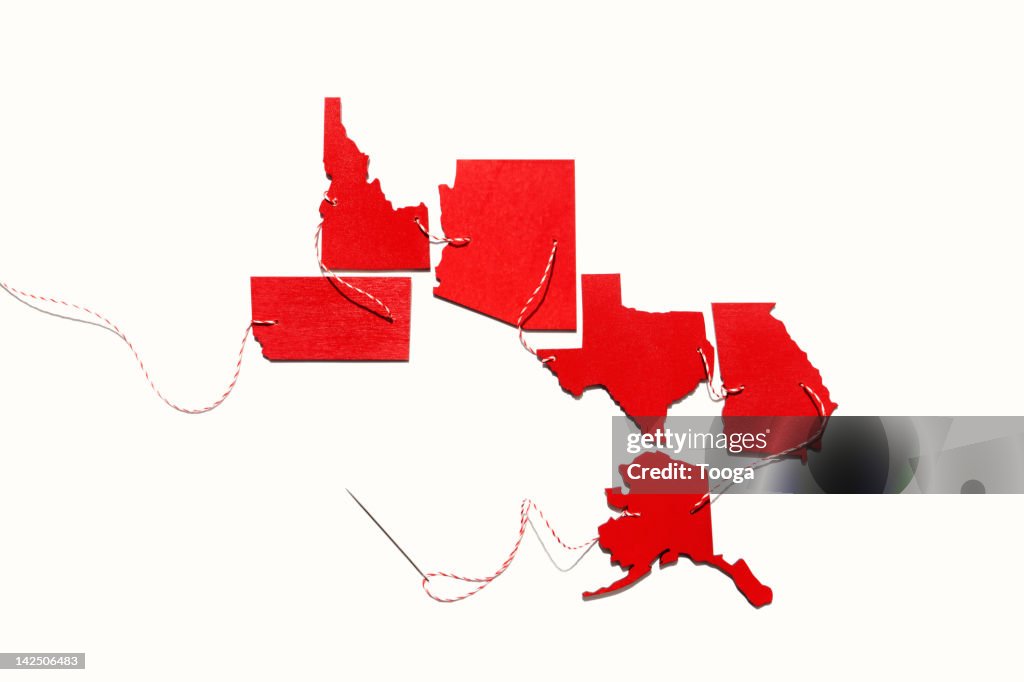 Red states connected by thread
