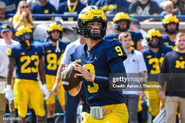 McCarthy of the Michigan Wolverines looks to throw a pass during the first half of a college football game against the Connecticut Huskies at...