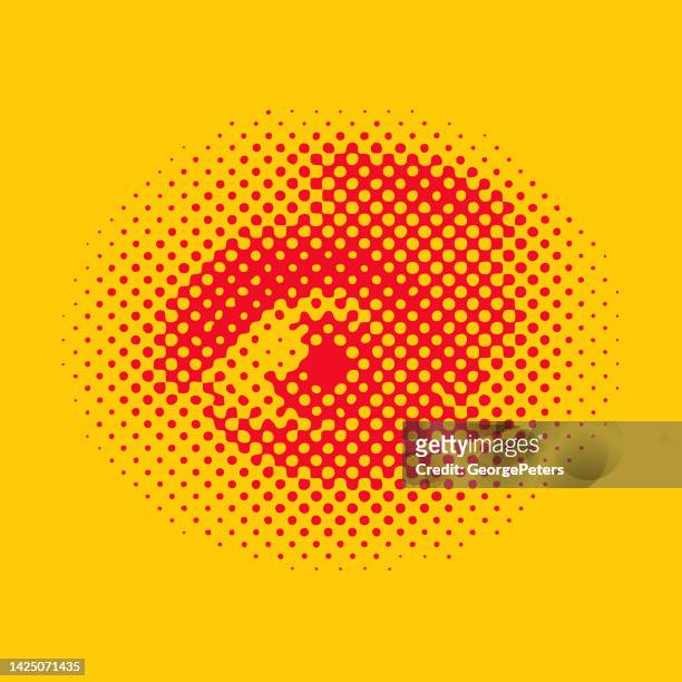 half tone dot close up of eye with frightened expression - suspicion stock illustrations