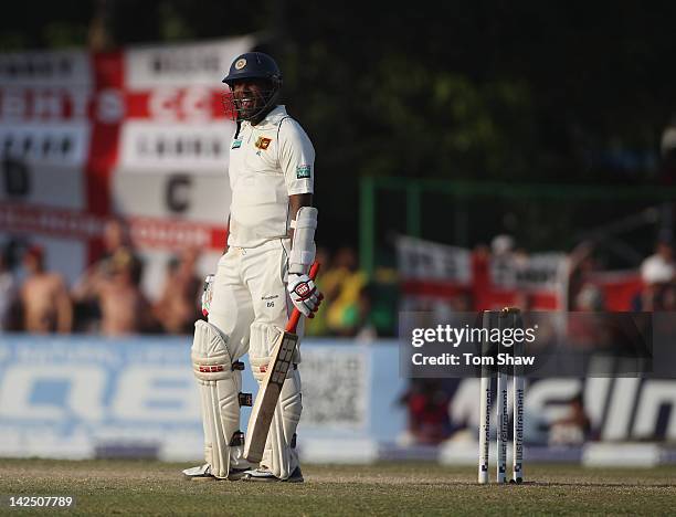 Thilan Samaraweera of Sri Lanka walks off after his dismissal during day 4 of the 2nd test match between Sri Lanka and England at the P Sara Stadium...