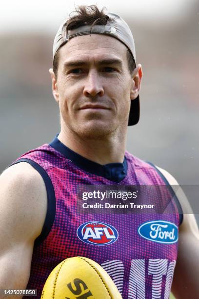 Jeremy Cameron of the Cats takes part during a Geelong Cats AFL training session at GMHBA Stadium on September 19, 2022 in Geelong, Australia.