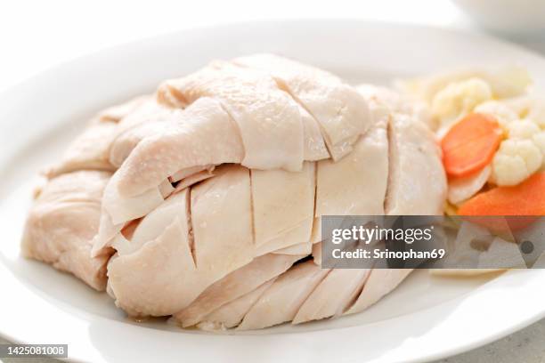 hainanese chicken rice - bollito foto e immagini stock