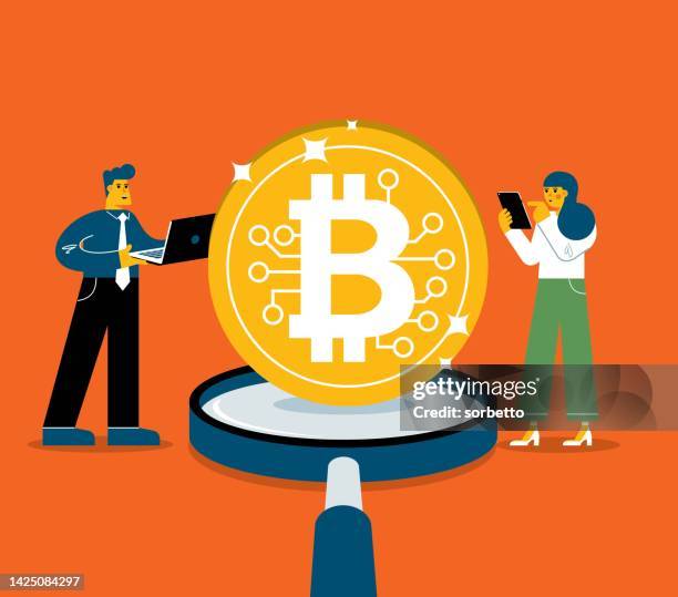 search dollars financial wealth - bitcoin - data driven research stock illustrations