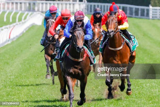 Regan Bayliss on Tarabeau wins heat 10 during official two year old trials at Royal Randwick Racecourse on September 19, 2022 in Sydney, Australia.