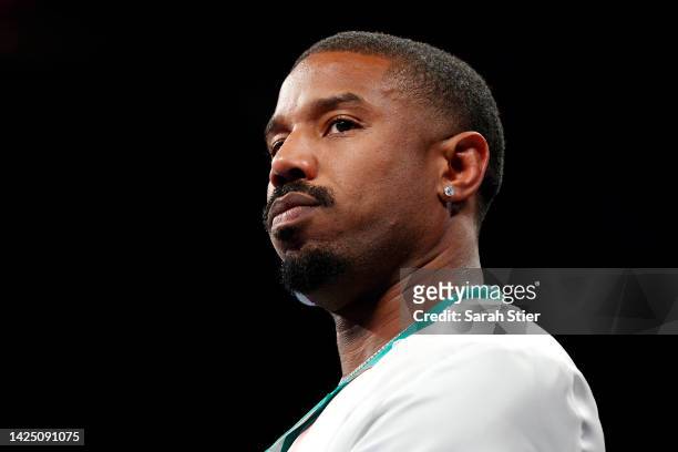 Actor Michael B. Jordan in attendance for the Super Middleweight Championship fight between Canelo Alvarez and Gennadiy Golovkin at T-Mobile Arena on...