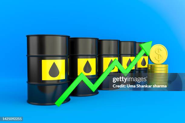 increasing oil prices - price gouging stock-fotos und bilder