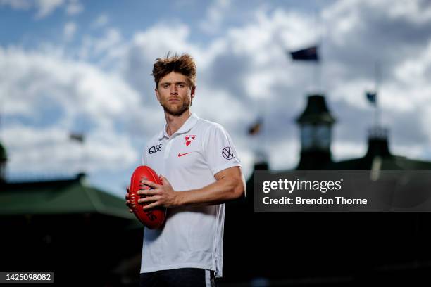 Dane Rampe poses for a portrait during a Sydney Swans AFL media opportunity at the Sydney Cricket Ground at Sydney Cricket Ground on September 19,...