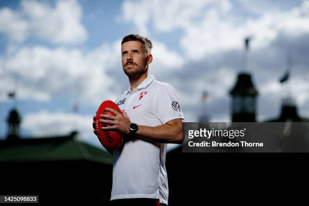 Jake Lloyd poses for a portrait during a Sydney Swans AFL media opportunity at the Sydney Cricket Ground at Sydney Cricket Ground on September 19,...