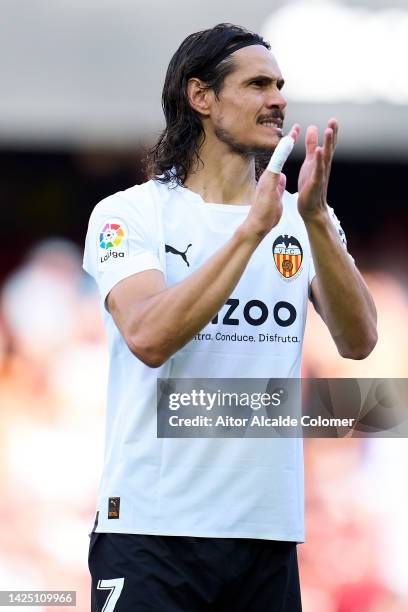 Edinson Cavani of Valencia CF looks on during the LaLiga Santander match between Valencia CF and RC Celta at Estadio Mestalla on September 17, 2022...