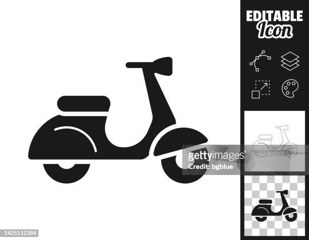 rollermotorrad - seitenansicht. icon für design. leicht editierbar - moped stock-grafiken, -clipart, -cartoons und -symbole