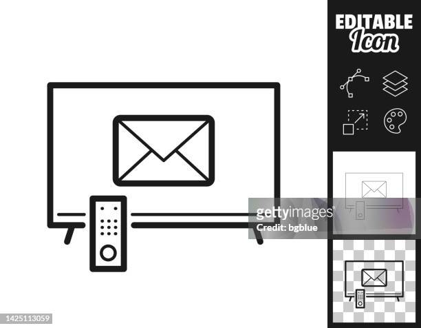 tv with email message. icon for design. easily editable - kleurenverloop stock illustrations