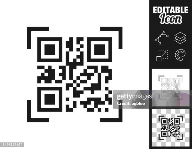 qr code scan. icon for design. easily editable - reading label stock illustrations
