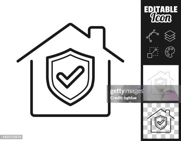 home security - house with shield. icon for design. easily editable - house icon stock illustrations