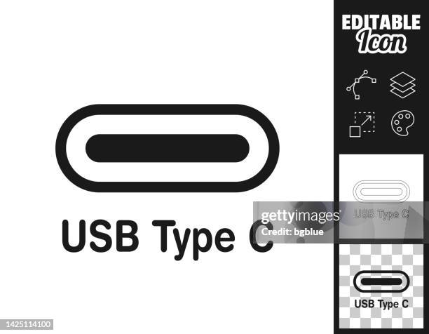 usb type c port. icon for design. easily editable - fast typing stock illustrations