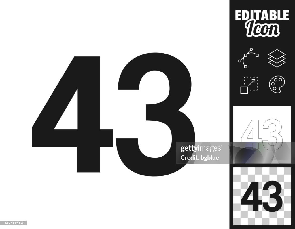 43 - Number Forty-three. Icon for design. Easily editable