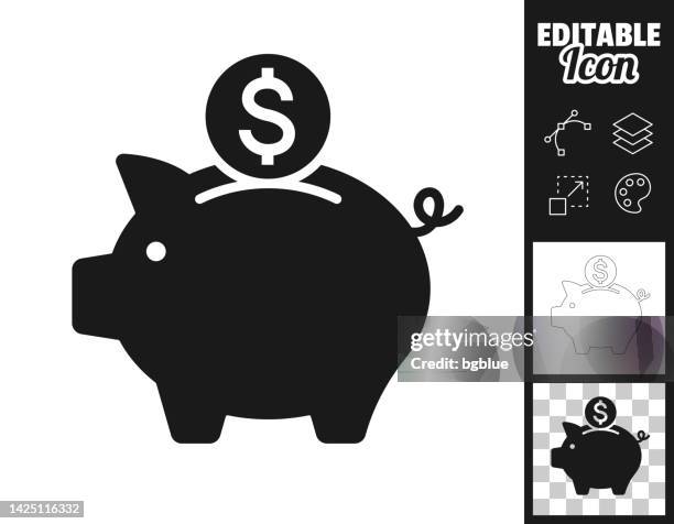 sparschwein mit dollarmünze. icon für design. leicht editierbar - sparen icon stock-grafiken, -clipart, -cartoons und -symbole