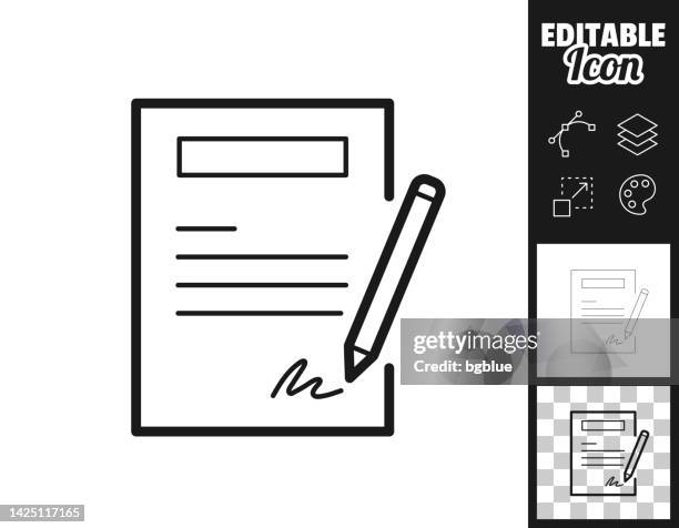 contract. icon for design. easily editable - pencil on white paper stock illustrations