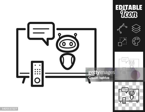 tv with chatbot. icon for design. easily editable - remote computer support stock illustrations