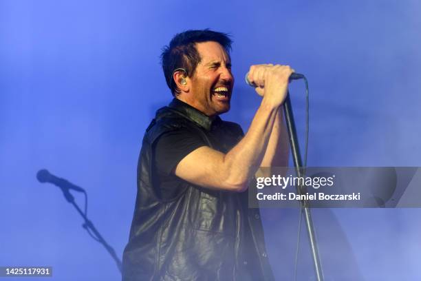 Trent Reznor of Nine Inch Nails performs on stage during Riot Fest 2022 at Douglass Park on September 18, 2022 in Chicago, Illinois.