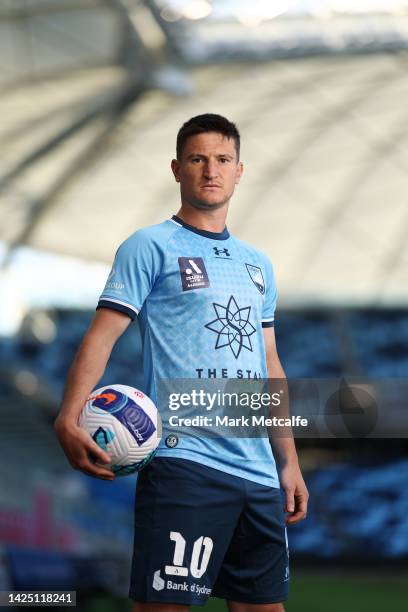 Joe Lolley poses during a Sydney FC A-League media opportunity at Allianz Stadium on September 19, 2022 in Sydney, Australia.