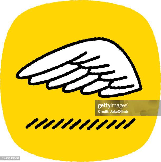 illustrazioni stock, clip art, cartoni animati e icone di tendenza di wing doodle 7 - ala di animale