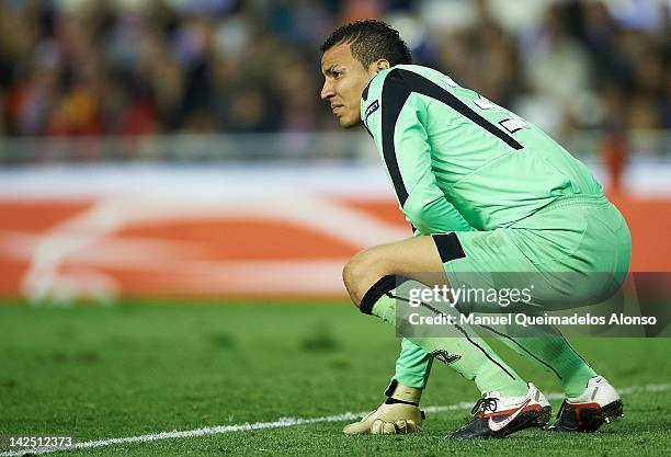 Esteban of AZ Alkmaar looks on during the UEFA Europa League quarter final second leg match between Valencia CF and AZ Alkmaar at Estadio Mestalla on...