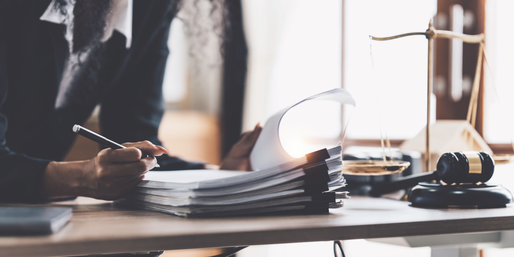 lawyer reviewing documents