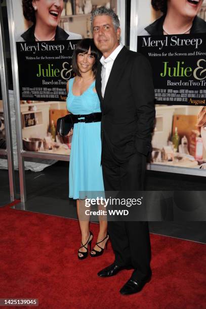 Ottavia Busia and Anthony Boudain attends the New York City premiere of Nora Ephron's "Julie & Julia" at the Ziegfeld Theatre.