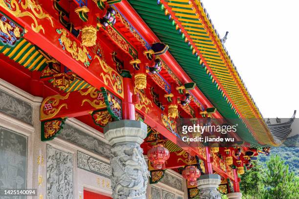 a corner of chinese temple buildings - chinese decoration stock pictures, royalty-free photos & images