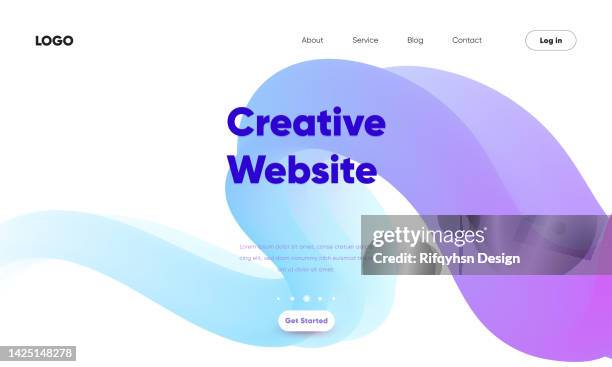 ilustraciones, imágenes clip art, dibujos animados e iconos de stock de diseño de plantilla de página de destino del sitio web. diseño de fondo futurista moderno para sitio web - diseño web