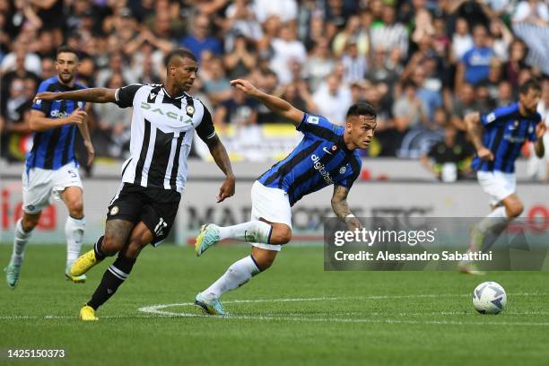 Lautaro Martinez of FC Internazionale in action during the Serie A match between Udinese Calcio and FC Internazionale at Dacia Arena on September 18,...