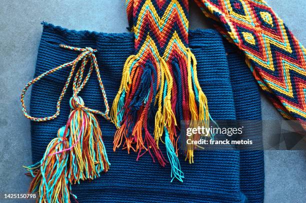 wayuu mochila - traditional colombian clothing stock pictures, royalty-free photos & images