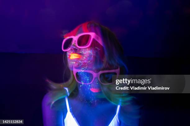 light painting portrait - uv light stock pictures, royalty-free photos & images