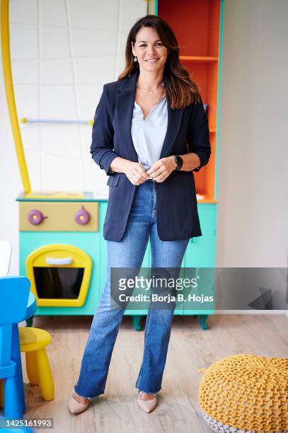 Fabiola Martinez poses to media during the inauguration of Moonz Center on September 19, 2022 in Madrid, Spain.