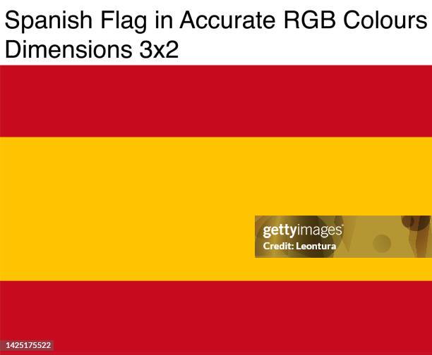 spanische flagge in präzisen rgb-farben (abmessungen 3x2) - spanische flagge stock-grafiken, -clipart, -cartoons und -symbole