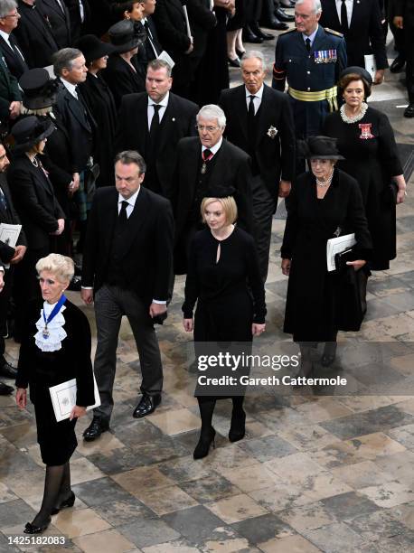 Former Prime Ministers of the United Kingdom Tony Blair with his wife Cherie Blair, John Major with his wife Norma Major, Hugh O'Leary and current...